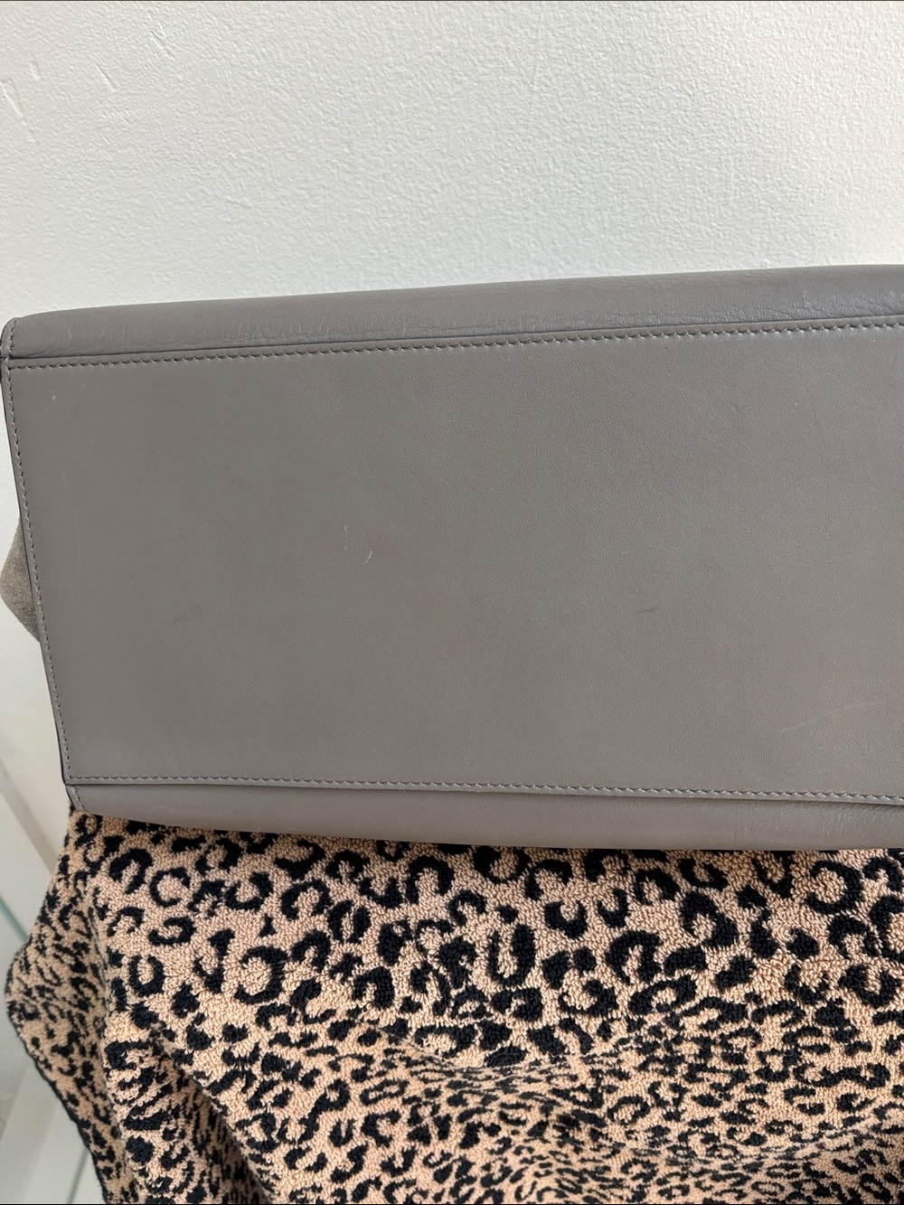 Celine Gray Croc-Embossed Leather Satchel with Gold Hardware - Picture 14 of 14